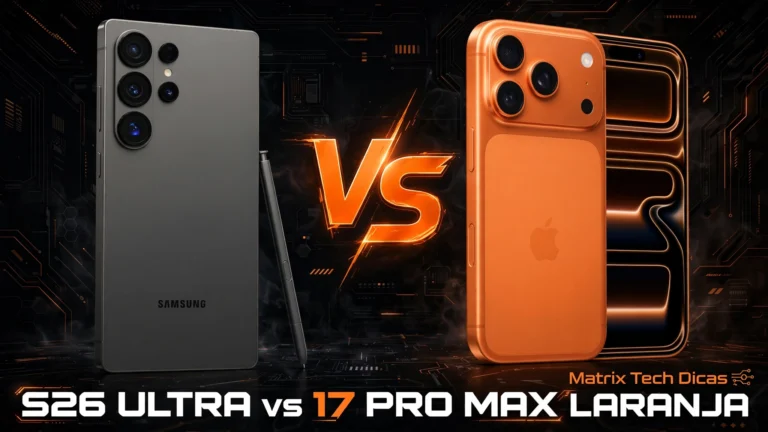 samsung galaxy s26 ultra vs iphone 17 pro max laranja comparativo 2026