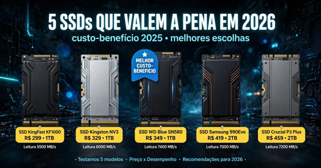 5 SSDs Custo-Benefício 2025 Que Ainda Valem a Pena em 2026: Testamos