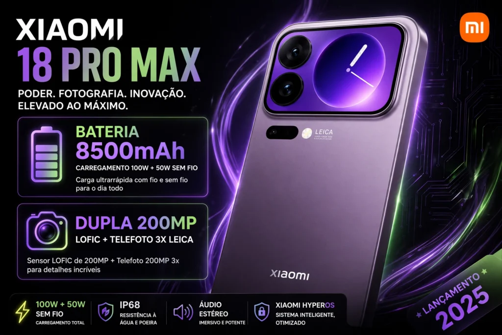 Xiaomi 18 Pro Max: Ficha com 8500mAh e Dupla 200MP Vazada