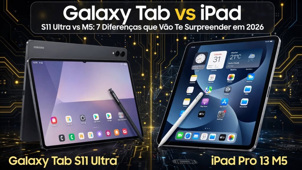 Galaxy Tab vs iPad: S11 Ultra vs M5 – 7 diferenças em 2026